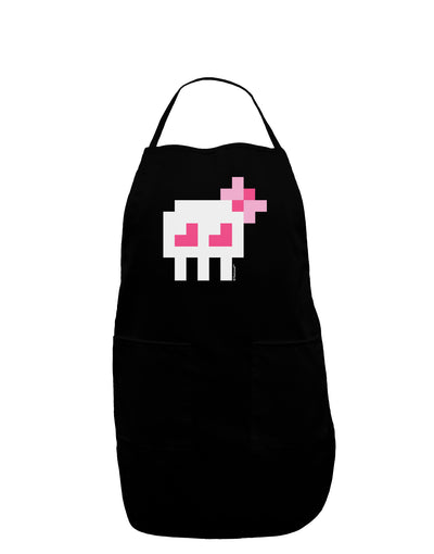 Retro 8-Bit Skull with Pink Bow Dark Adult Apron-Bib Apron-TooLoud-Black-One-Size-Davson Sales