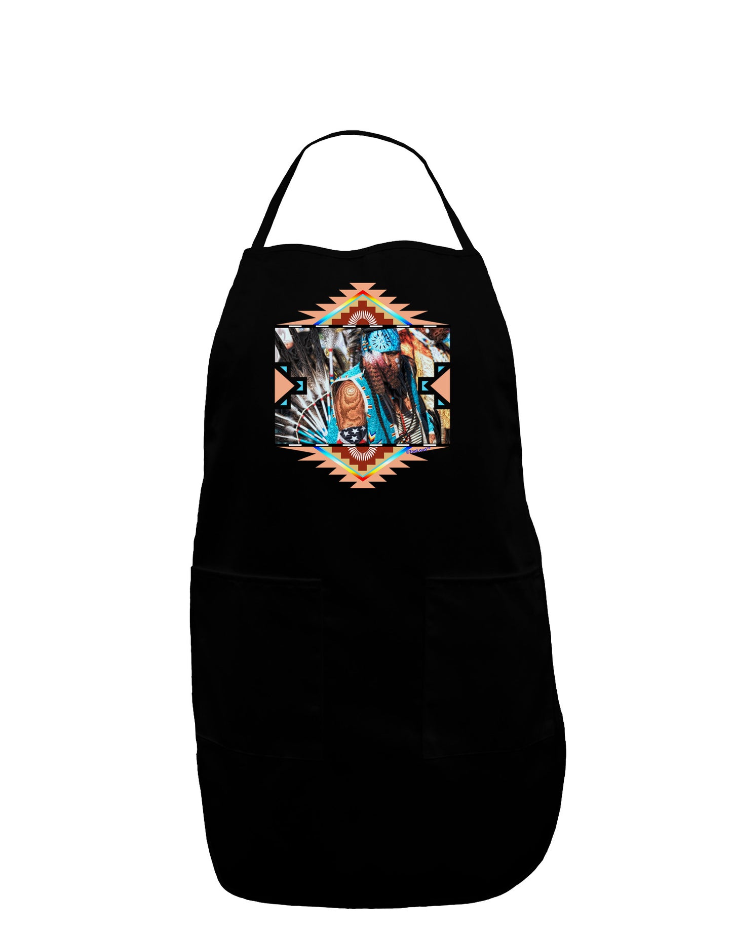 Native American Dancer 2 Dark Adult Apron-Bib Apron-TooLoud-Black-One-Size-Davson Sales