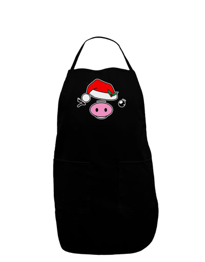 Kyu-T Face Oinkette Santa Hat Girl Pig Dark Adult Apron-Bib Apron-TooLoud-Black-One-Size-Davson Sales