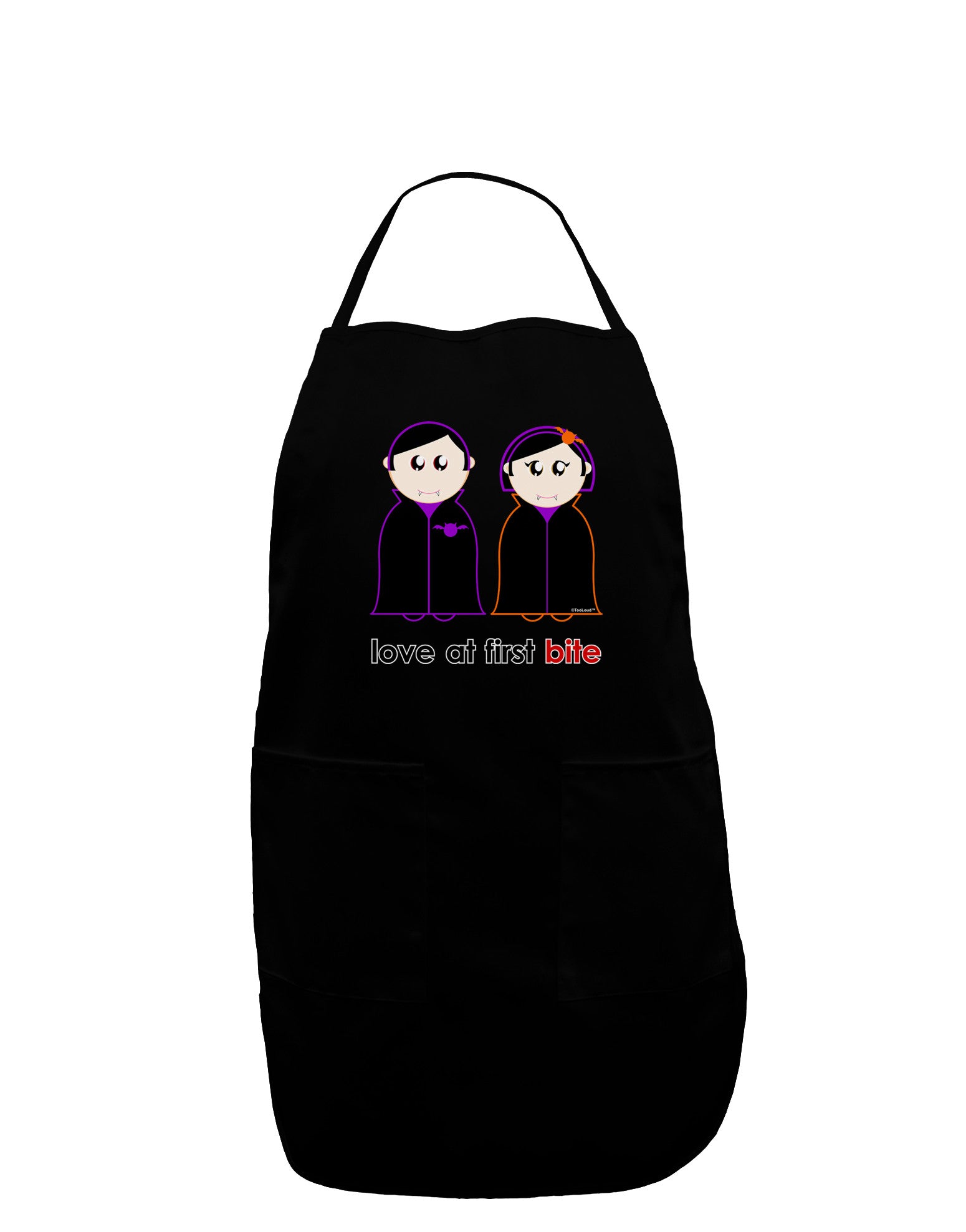 Love at First Bite Vampire Couple Halloween Dark Adult Apron-Bib Apron-TooLoud-Black-One-Size-Davson Sales