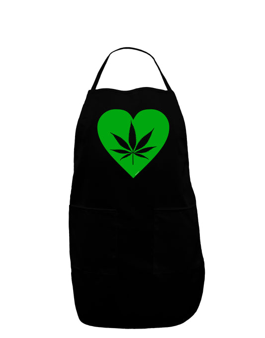 Marijuana Leaf Heart Green Dark Adult Apron-Bib Apron-TooLoud-Black-One-Size-Davson Sales