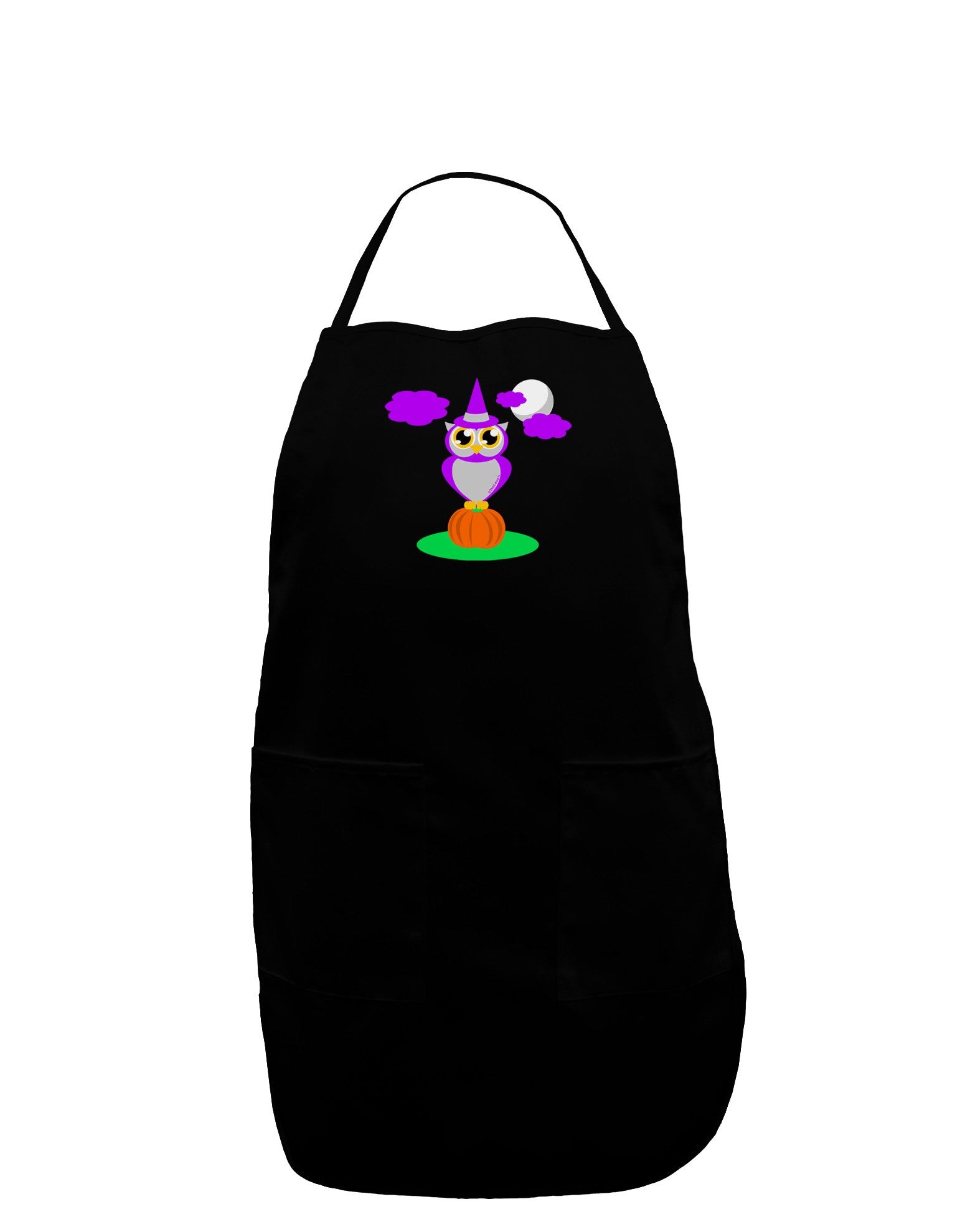 Owl Purple Dark Adult Apron-Bib Apron-TooLoud-Black-One-Size-Davson Sales