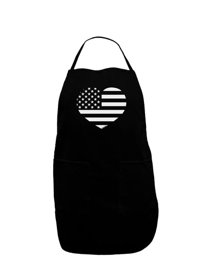 American Flag Heart Design - Stamp Style Dark Adult Apron by TooLoud-Bib Apron-TooLoud-Black-One-Size-Davson Sales