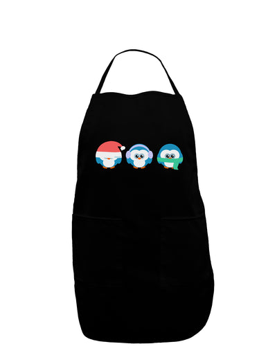 Christmas Penguins See No Evil Hear No Evil Speak No Evil Dark Adult Apron-Bib Apron-TooLoud-Black-One-Size-Davson Sales