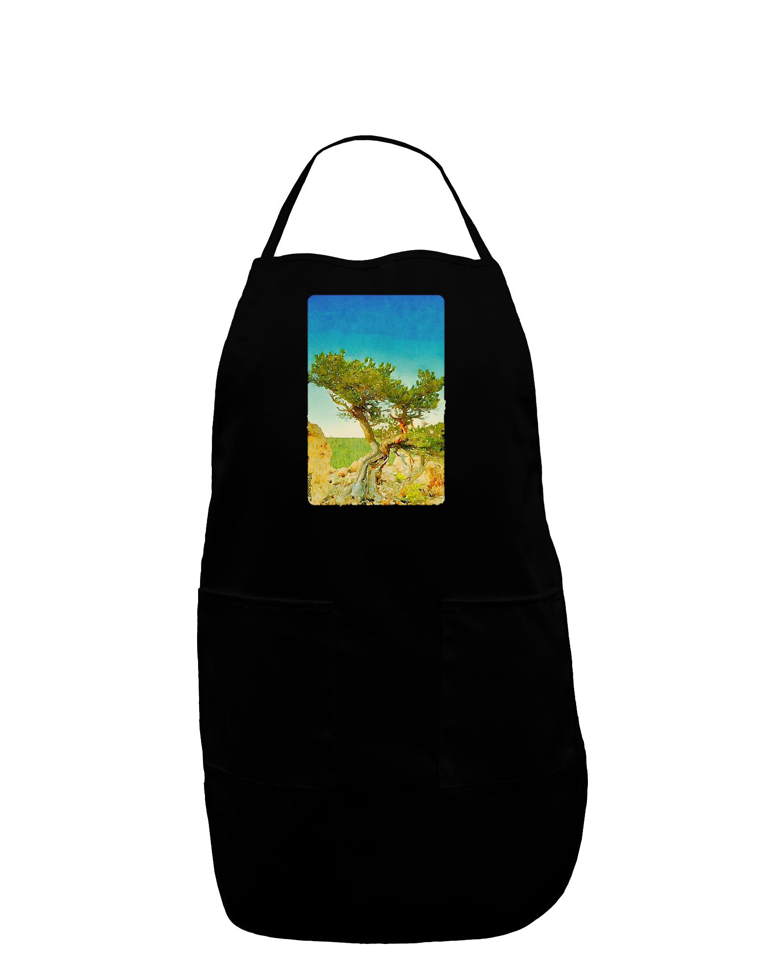 Colorado Tree Watercolor Plus Size Apron-Bib Apron-TooLoud-Black-Plus-Size-Davson Sales