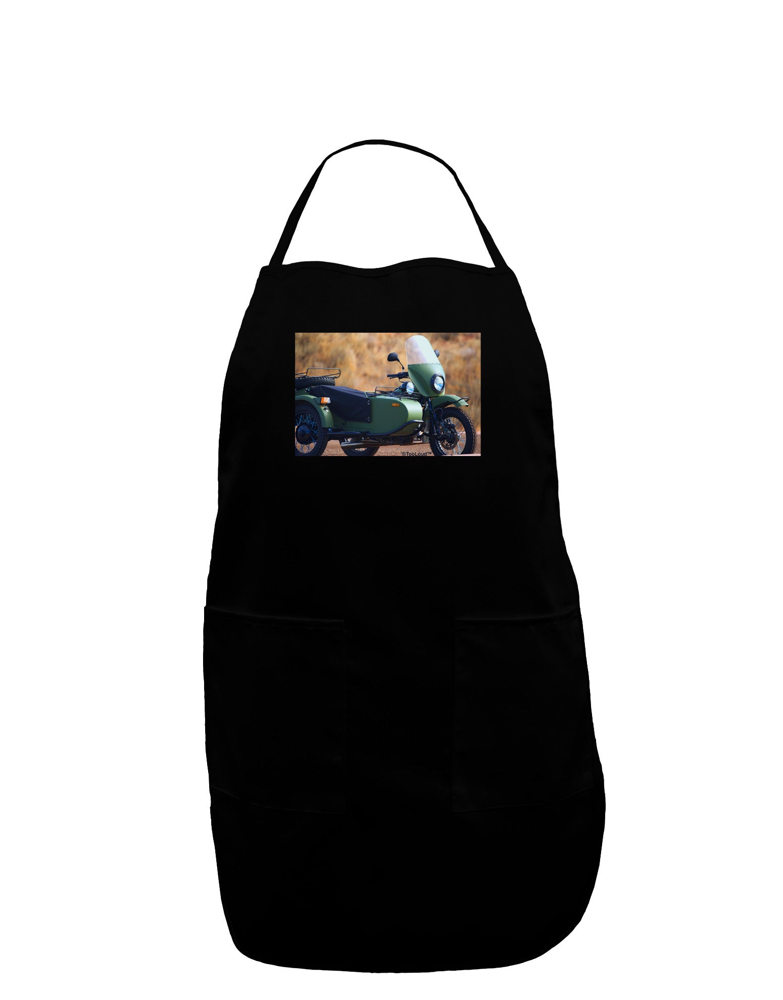 Sidecar Motorcycle Photo Dark Adult Apron-Bib Apron-TooLoud-Black-One-Size-Davson Sales