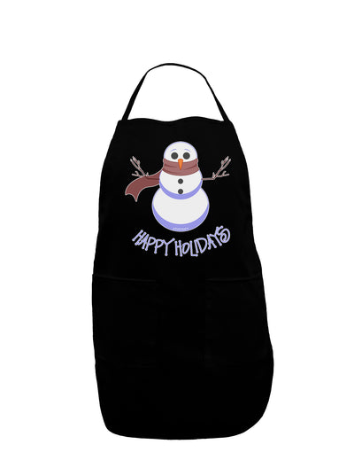 Snowman - Happy Holidays Dark Adult Apron-Bib Apron-TooLoud-Black-One-Size-Davson Sales