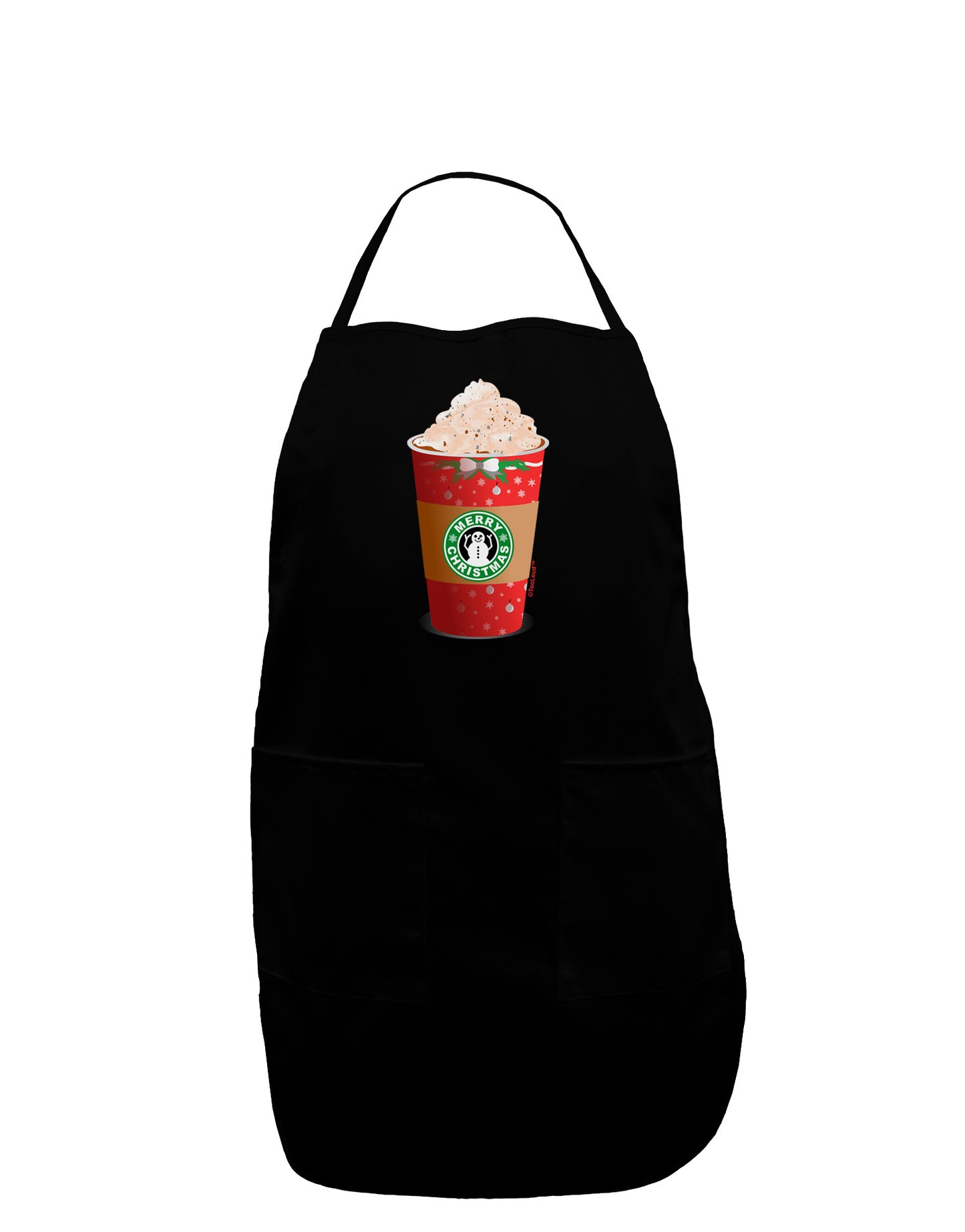 Merry Christmas Latte Cup Dark Adult Apron-Bib Apron-TooLoud-Black-One-Size-Davson Sales