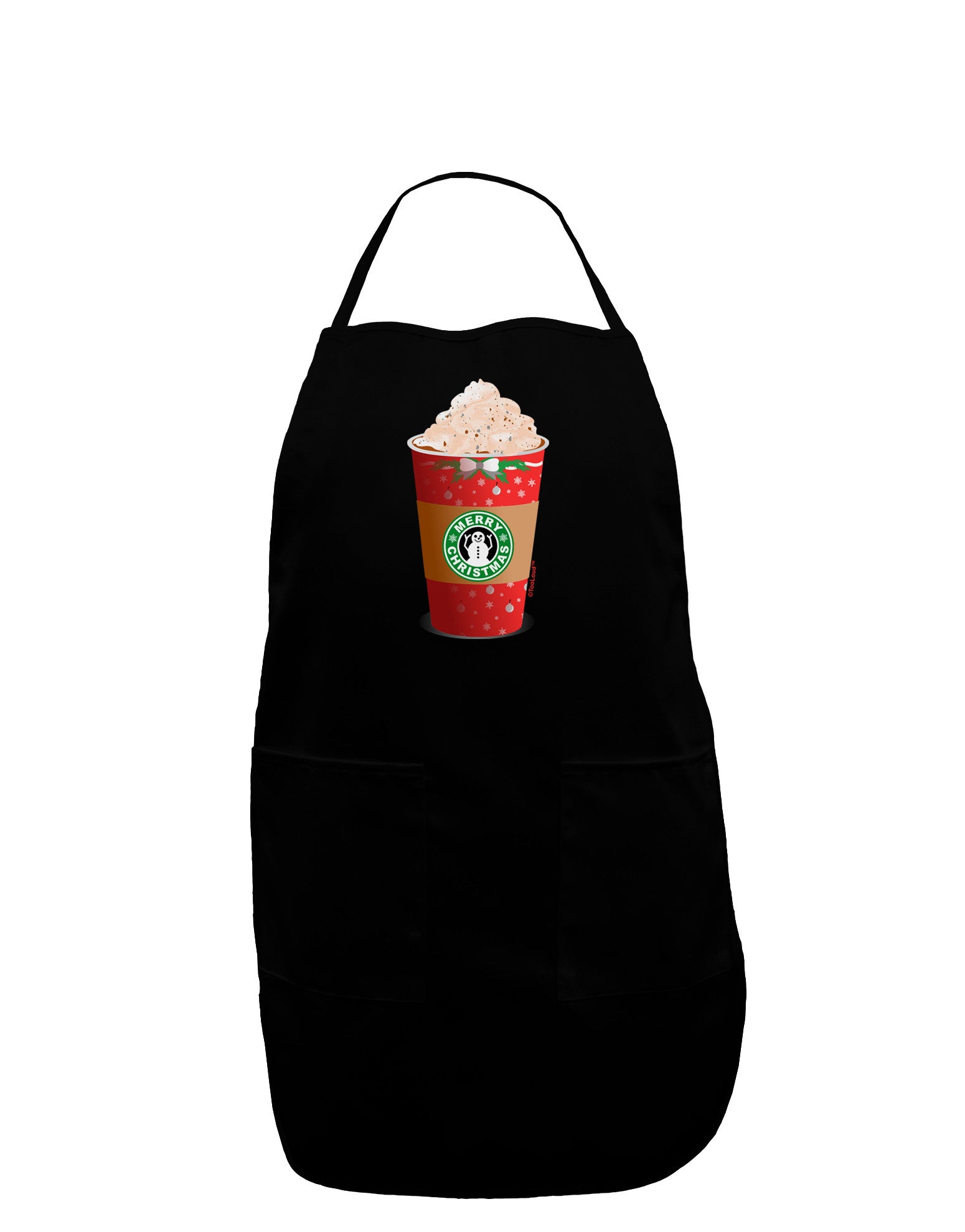 Merry Christmas Latte Cup Dark Adult Apron-Bib Apron-TooLoud-Black-One-Size-Davson Sales