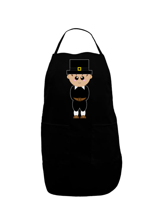 Cute Pilgrim Boy Thanksgiving Dark Adult Apron-Bib Apron-TooLoud-Black-One-Size-Davson Sales