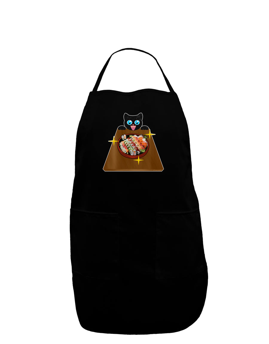 Anime Cat Loves Sushi Plus Size Dark Apron by TooLoud-Bib Apron-TooLoud-Black-Plus-Size-Davson Sales