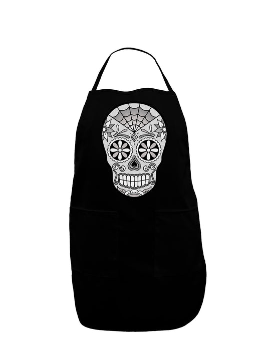 Version 10 Grayscale Day of the Dead Calavera Dark Adult Apron-Bib Apron-TooLoud-Black-One-Size-Davson Sales