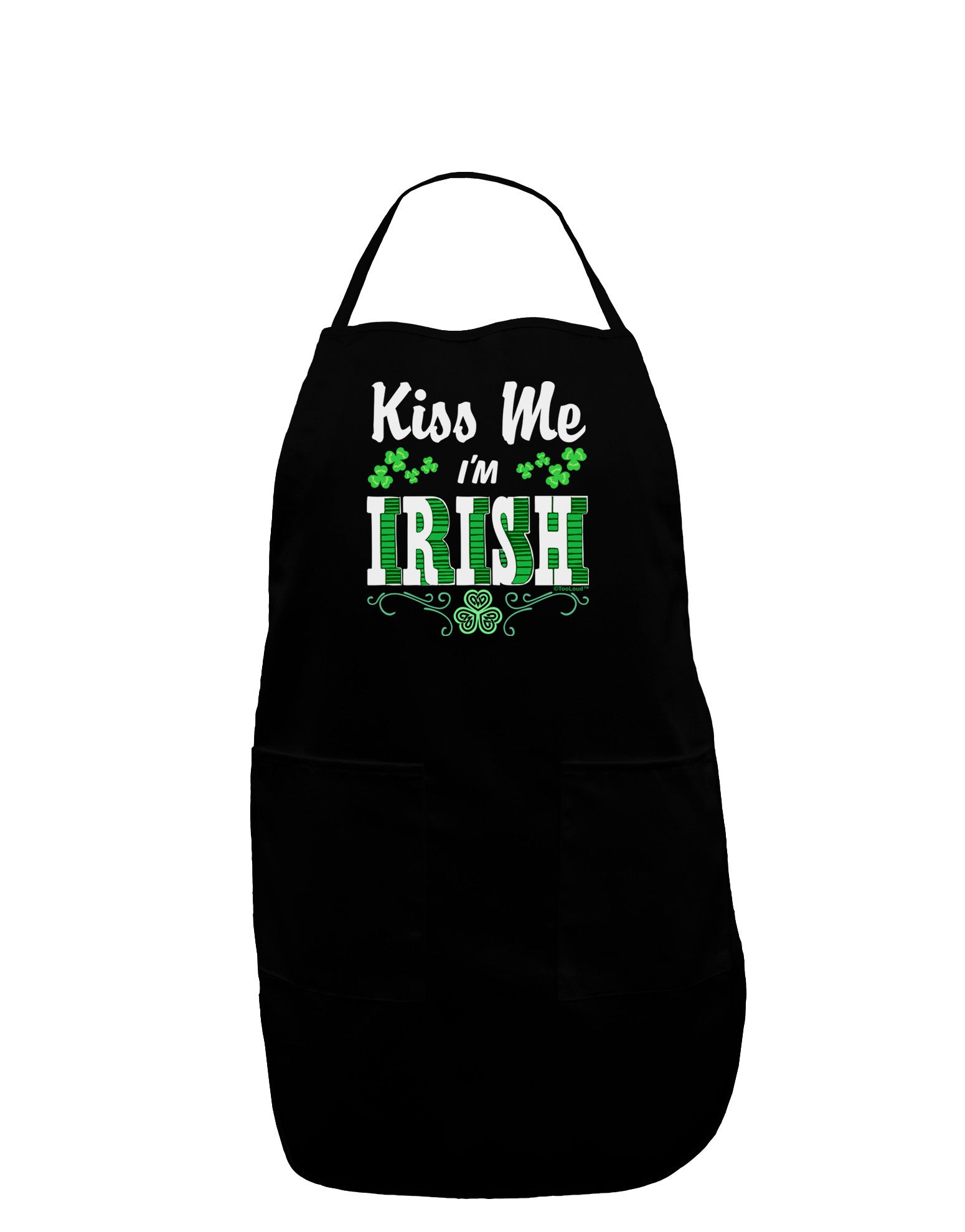 Kiss Me I'm Irish St Patricks Day Dark Adult Apron-Bib Apron-TooLoud-Black-One-Size-Davson Sales