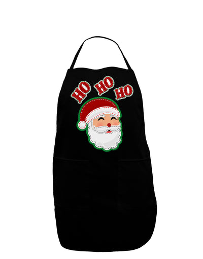 Ho Ho Ho Santa Claus Face Faux Applique Dark Adult Apron-Bib Apron-TooLoud-Black-One-Size-Davson Sales