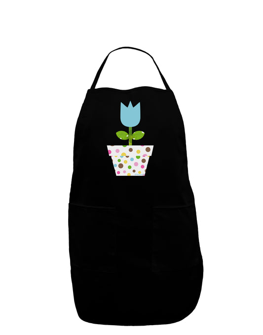 Easter Tulip Design - Blue Dark Adult Apron by TooLoud-Bib Apron-TooLoud-Black-One-Size-Davson Sales