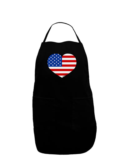 American Flag Heart Design Dark Adult Apron by TooLoud-Bib Apron-TooLoud-Black-One-Size-Davson Sales