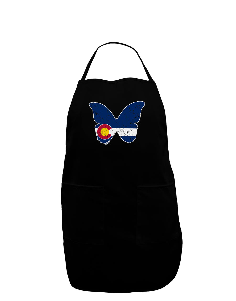 Grunge Colorado Butterfly Flag Dark Plus Size Dark Apron-Bib Apron-TooLoud-Black-Plus-Size-Davson Sales