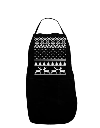 Ugly Christmas Sweater Snowflake Reindeer Pattern Dark Adult Apron-Bib Apron-TooLoud-Black-One-Size-Davson Sales