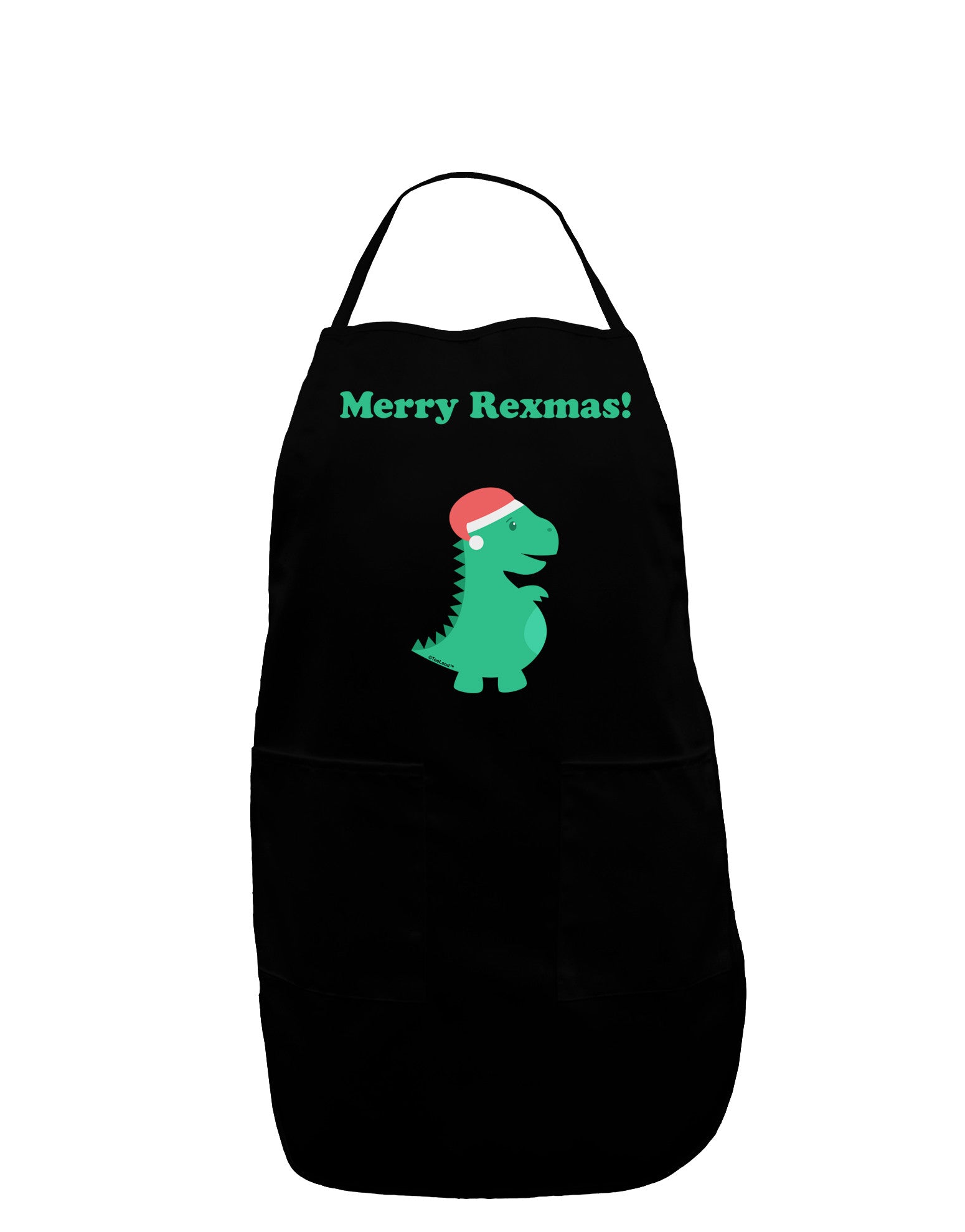 Merry Rexmas T-Rex Dinosaur Christmas Dark Adult Apron-Bib Apron-TooLoud-Black-One-Size-Davson Sales