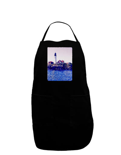 Watercolor Lighthouse 2 Dark Adult Apron-Bib Apron-TooLoud-Black-One-Size-Davson Sales