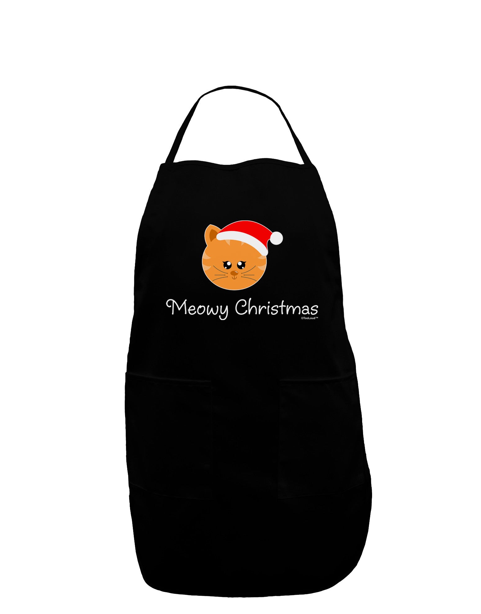 Meowy Christmas Cute Cat Santa Hat Dark Adult Apron-Bib Apron-TooLoud-Black-One-Size-Davson Sales