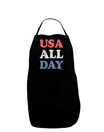 USA All Day - Distressed Patriotic Design Dark Adult Apron by TooLoud-Bib Apron-TooLoud-Black-One-Size-Davson Sales