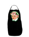 Cute Mrs Claus Face Faux Applique Dark Adult Apron-Bib Apron-TooLoud-Black-One-Size-Davson Sales