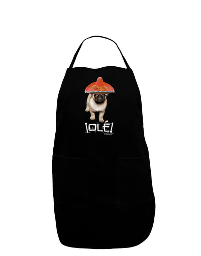 Pug Dog with Pink Sombrero - Ole Dark Adult Apron by TooLoud