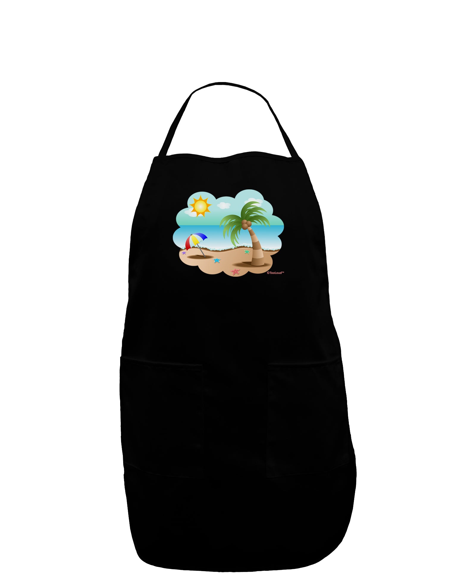 Fun Summer Beach Scene Dark Adult Apron by TooLoud-Bib Apron-TooLoud-Black-One-Size-Davson Sales