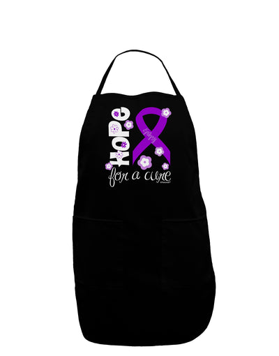 Hope for a Cure - Purple Ribbon Epilepsy - Flowers Dark Adult Apron-Bib Apron-TooLoud-Black-One-Size-Davson Sales