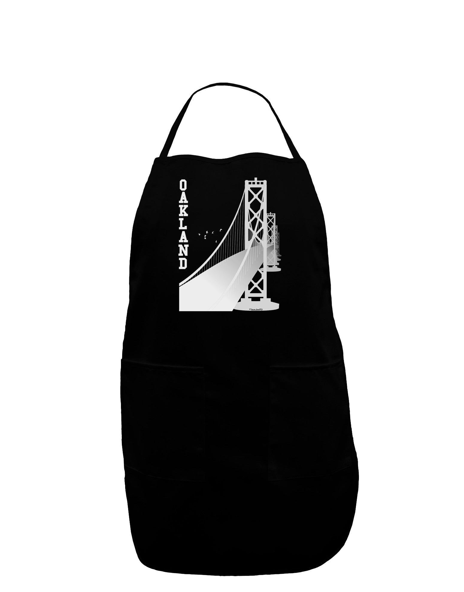 Oakland Text Bay Bridge Dark Adult Apron-Bib Apron-TooLoud-Black-One-Size-Davson Sales