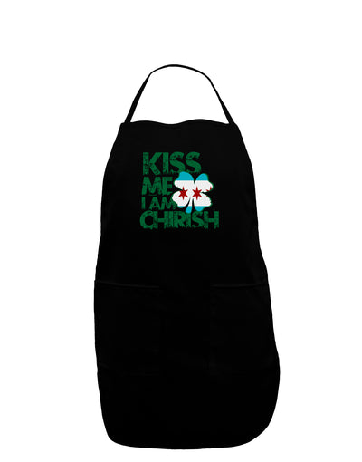 Kiss Me I'm Chirish Dark Adult Apron by TooLoud-Bib Apron-TooLoud-Black-One-Size-Davson Sales