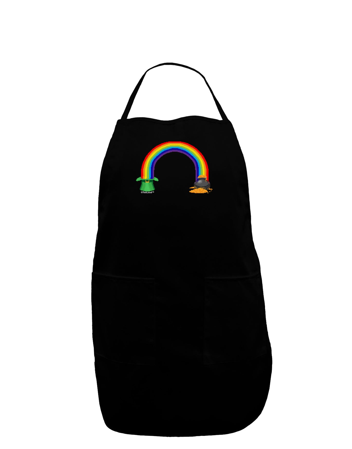 Pixel Pot of Gold Dark Adult Apron-Bib Apron-TooLoud-Black-One-Size-Davson Sales