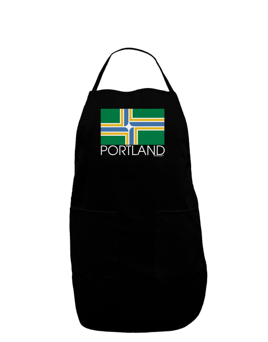 Portland Oregon Flag Text Dark Adult Apron-Bib Apron-TooLoud-Black-One-Size-Davson Sales