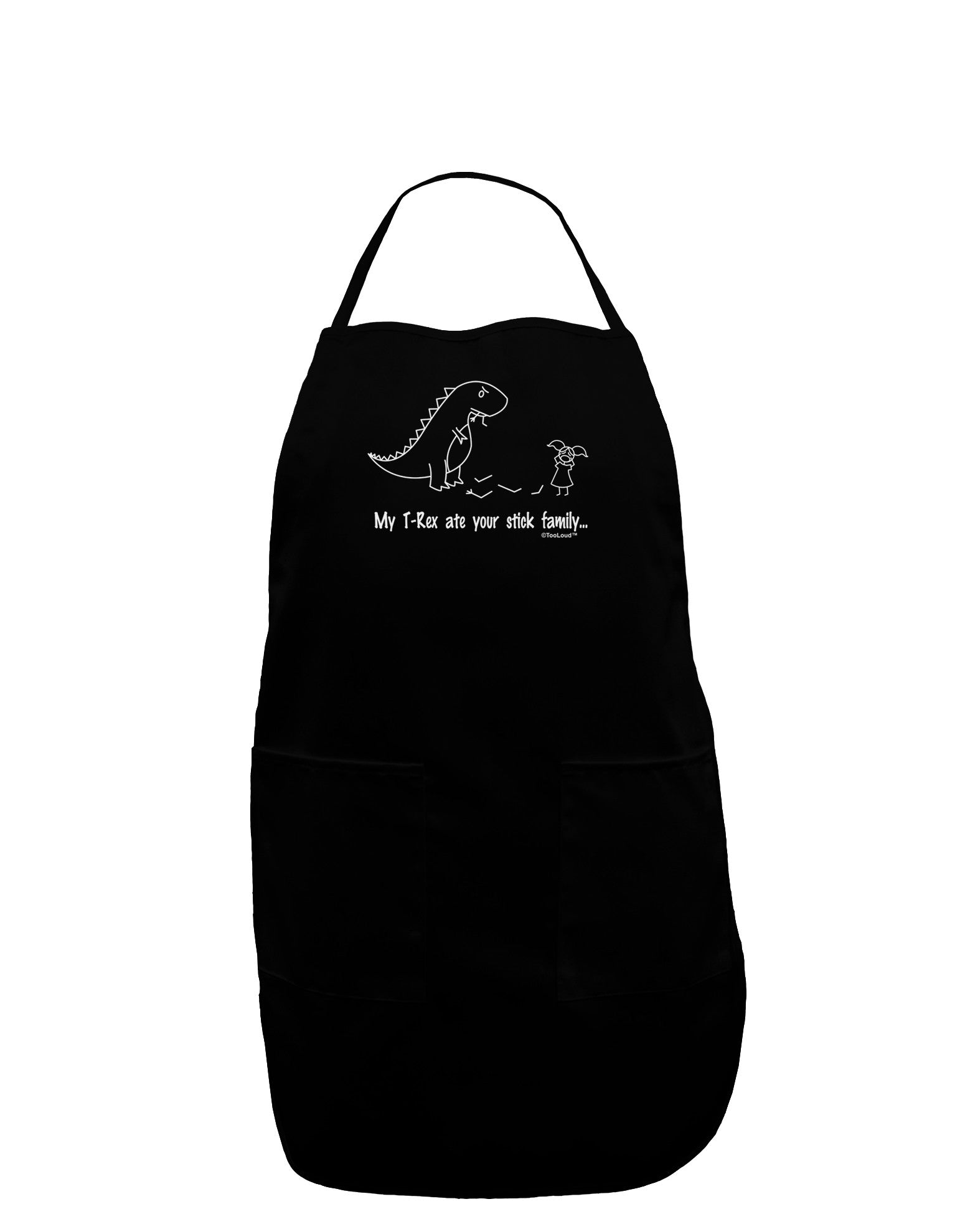 My T-Rex Ate Your Stick Family - Line Dark Adult Apron by TooLoud-Bib Apron-TooLoud-Black-One-Size-Davson Sales