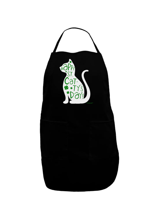 Happy St. Catty's Day - St. Patrick's Day Cat Dark Adult Apron by TooLoud-Bib Apron-TooLoud-Black-One-Size-Davson Sales