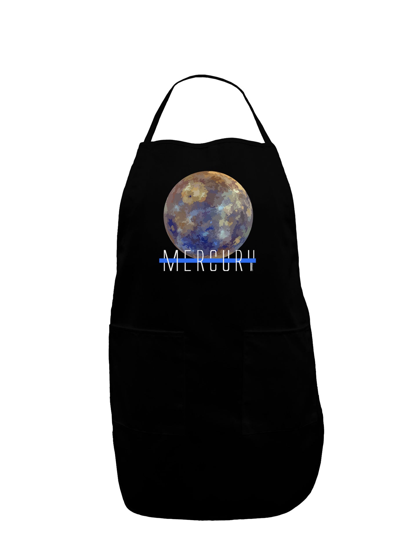 Planet Mercury Text Dark Adult Apron-Bib Apron-TooLoud-Black-One-Size-Davson Sales