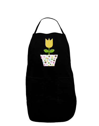 Easter Tulip Design - Yellow Dark Adult Apron by TooLoud-Bib Apron-TooLoud-Black-One-Size-Davson Sales