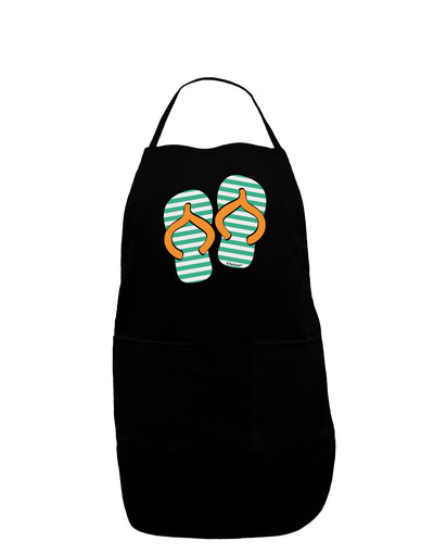 Striped Flip Flops - Teal and Orange Dark Adult Apron-Bib Apron-TooLoud-Black-One-Size-Davson Sales