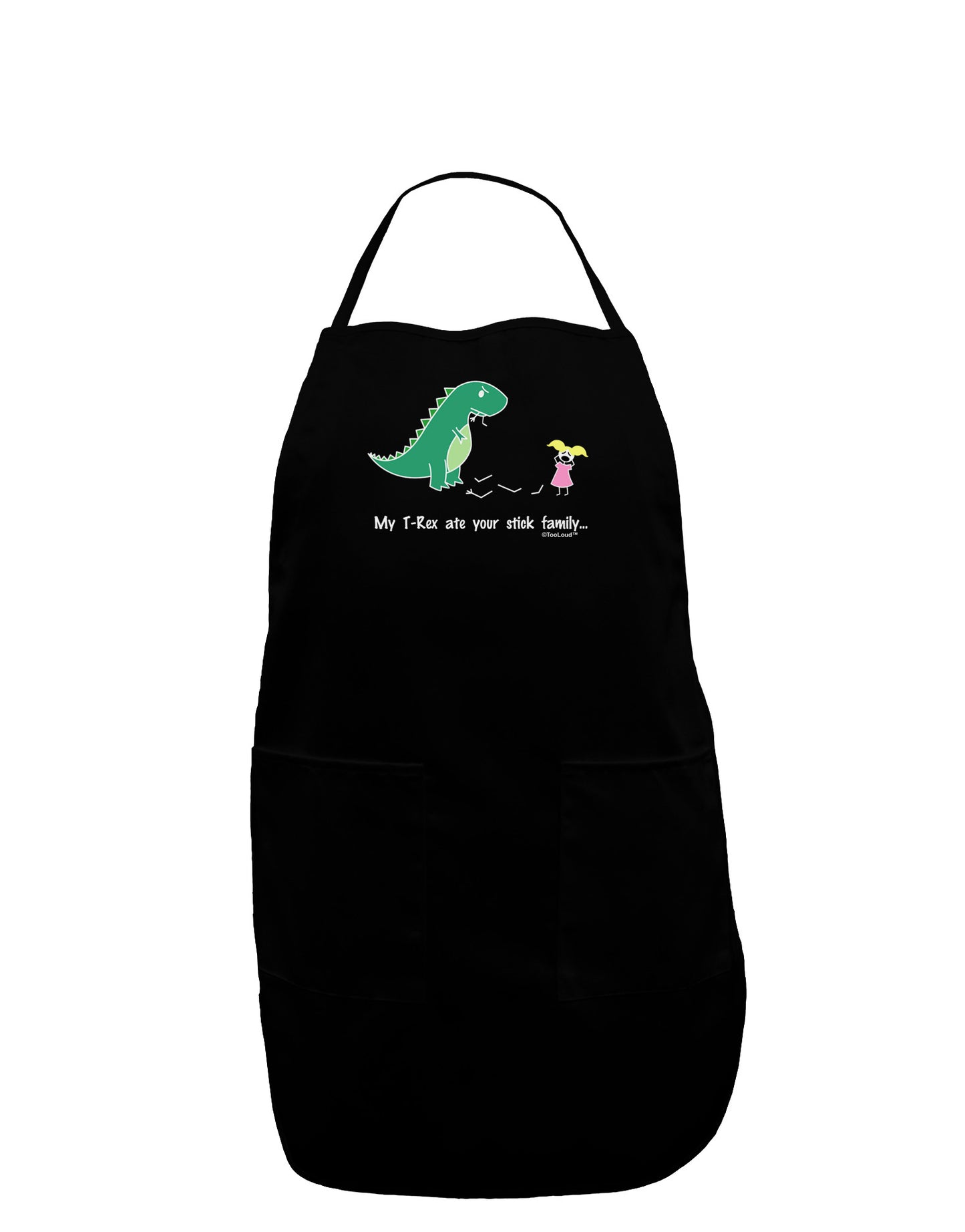 My T-Rex Ate Your Stick Family - Color Dark Adult Apron by TooLoud-Bib Apron-TooLoud-Black-One-Size-Davson Sales