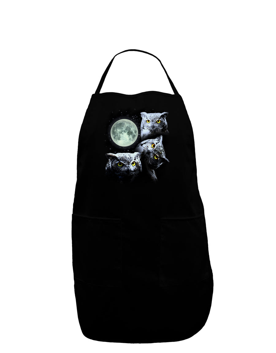 Three Owls and Moon Dark Adult Apron-Bib Apron-TooLoud-Black-One-Size-Davson Sales