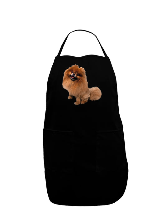 Pomeranian Sitting All Cute-Like Dark Adult Apron-Bib Apron-TooLoud-Black-One-Size-Davson Sales