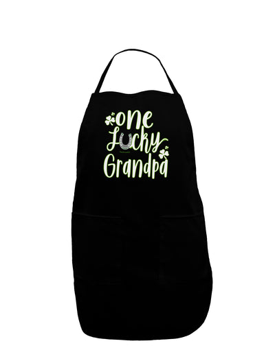 One Lucky Grandpa Shamrock Adult Apron-Bib Apron-TooLoud-Black-One-Size-Davson Sales