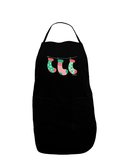 Cute Hanging Christmas Stockings Dark Adult Apron by TooLoud-Bib Apron-TooLoud-Black-One-Size-Davson Sales