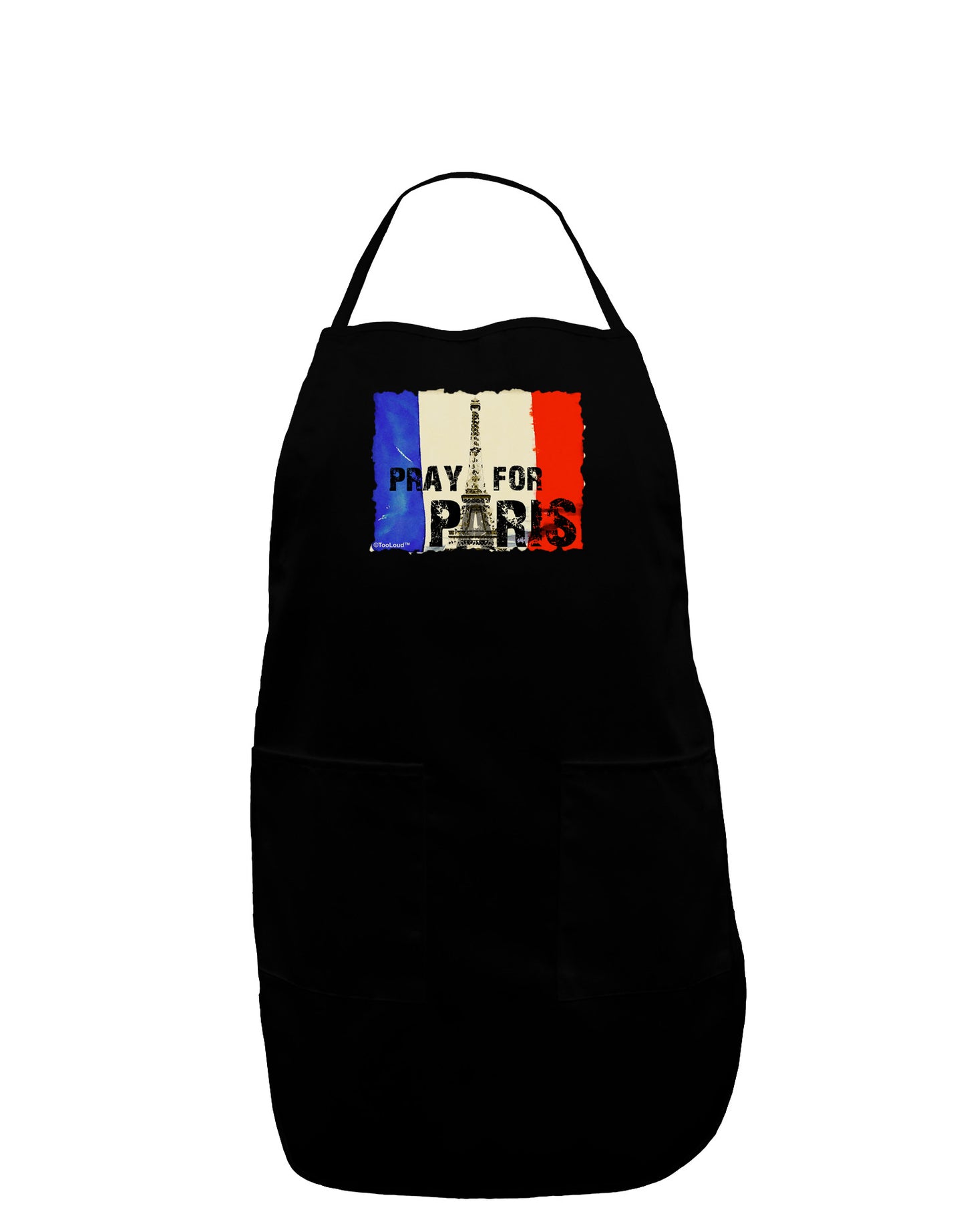 Pray For Paris Watercolor Dark Adult Apron-Bib Apron-TooLoud-Black-One-Size-Davson Sales