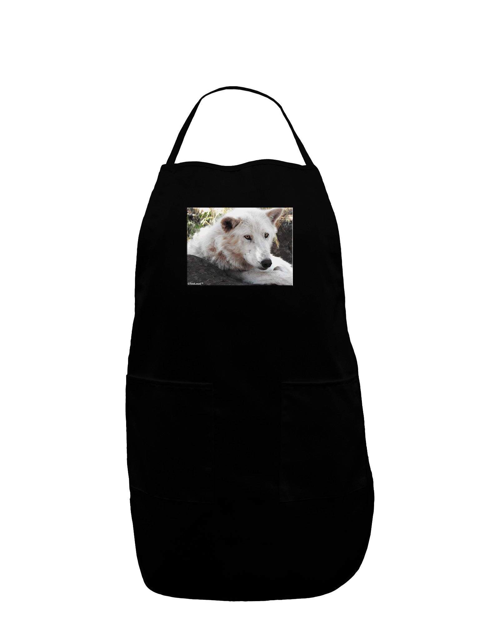 Laying White Wolf Plus Size Dark Apron-Bib Apron-TooLoud-Black-Plus-Size-Davson Sales