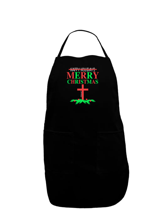 No Happy Holidays, Merry Christmas Dark Adult Apron-Bib Apron-TooLoud-Black-One-Size-Davson Sales