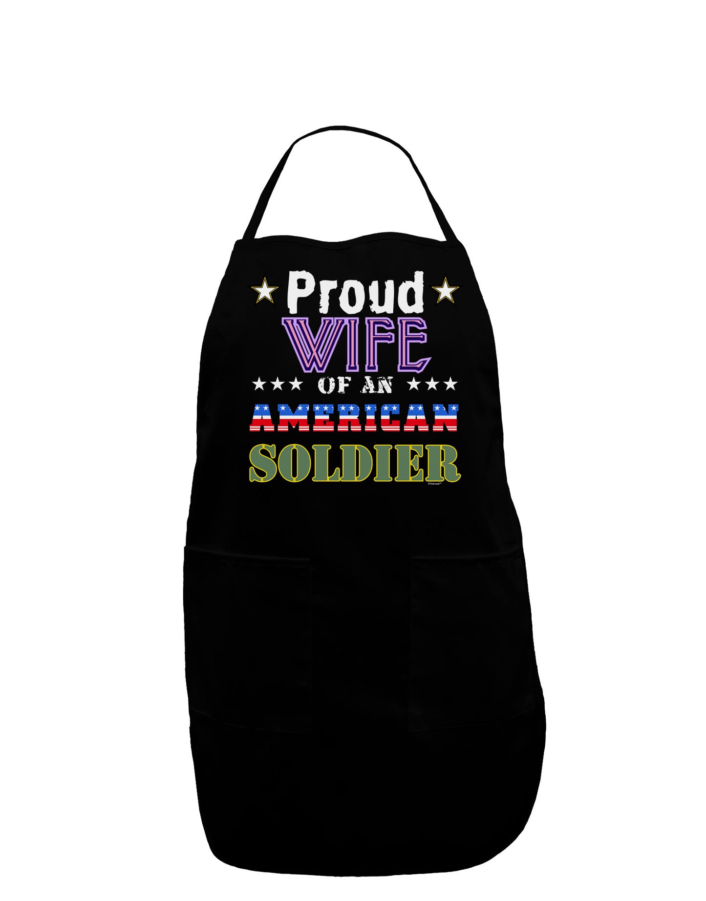 Proud Wife of an American Soldier Dark Adult Apron-Bib Apron-TooLoud-Black-One-Size-Davson Sales
