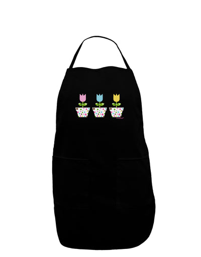 Three Easter Tulips Dark Adult Apron by TooLoud-Bib Apron-TooLoud-Black-One-Size-Davson Sales