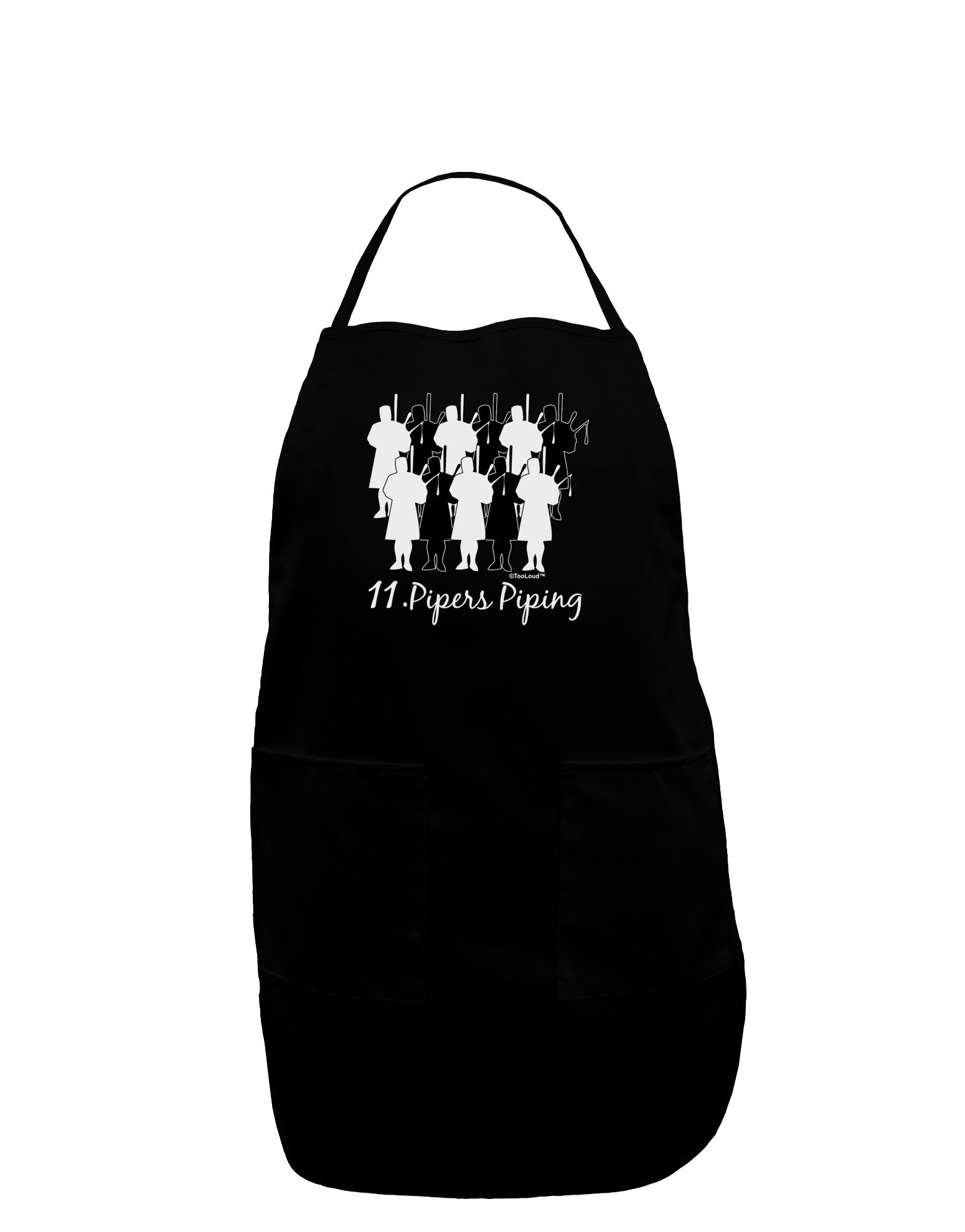 Eleven Pipers Piping Text Plus Size Apron-Bib Apron-TooLoud-Black-Plus-Size-Davson Sales